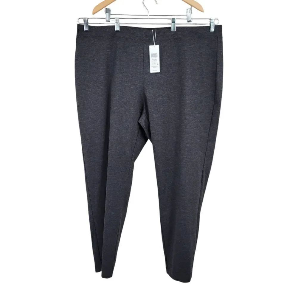 Eileen Fisher Charcoal Slim Ankle Pant Women's Plus Size 3X NEW Office Wear